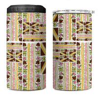 Hawaii Lokelani Pikake Lei 4 in 1 Can Cooler Tumbler Hawaiian Flag Motif LT9 One Size: 16 oz White - Polynesian Pride