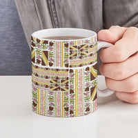 Hawaii Lokelani Pikake Lei Ceramic Mug Hawaiian Flag Motif