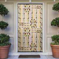 Hawaii Lokelani Pikake Lei Door Cover Hawaiian Flag Motif LT9 White - Polynesian Pride