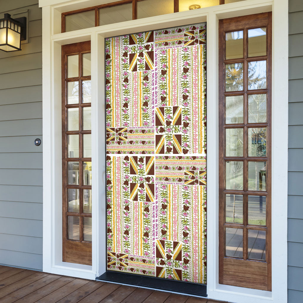 Hawaii Lokelani Pikake Lei Door Cover Hawaiian Flag Motif LT9 - Polynesian Pride