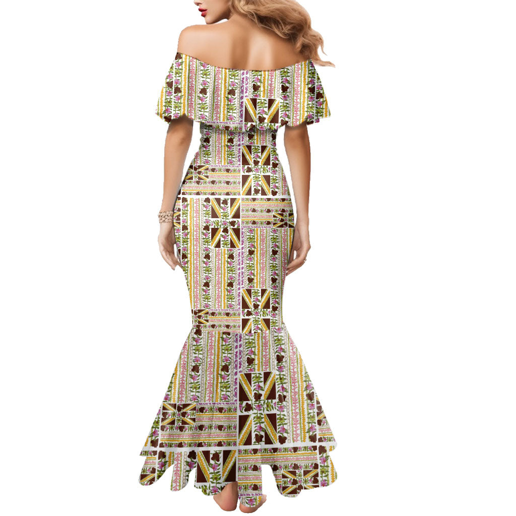 Hawaii Lokelani Pikake Lei Family Matching Mermaid Dress and Hawaiian Shirt Hawaiian Flag Motif LT9 - Polynesian Pride