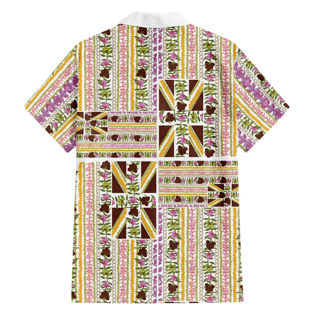 Hawaii Lokelani Pikake Lei Hawaiian Shirt Hawaiian Flag Motif