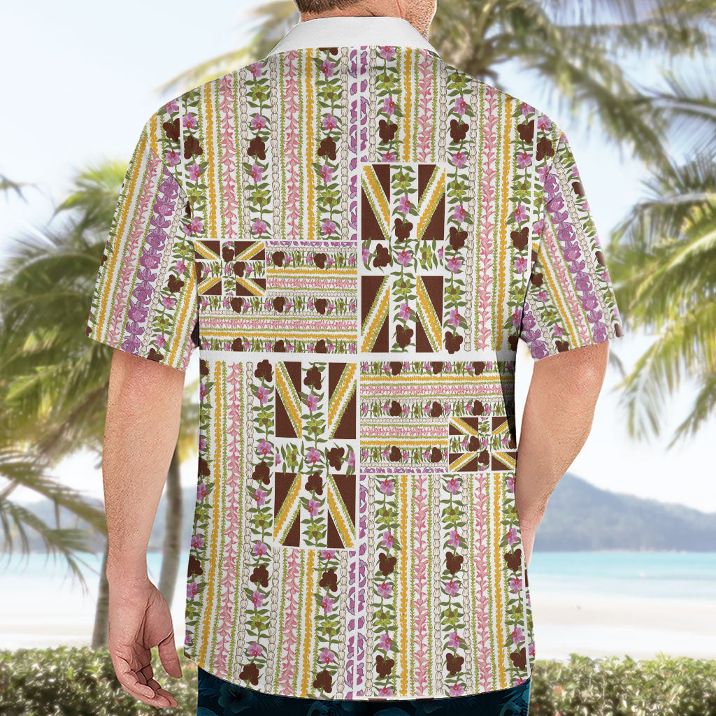 Hawaii Lokelani Pikake Lei Hawaiian Shirt Hawaiian Flag Motif