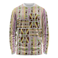 Hawaii Lokelani Pikake Lei Long Sleeve Shirt Hawaiian Flag Motif