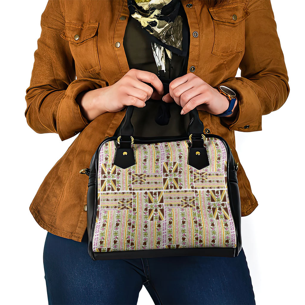 Hawaii Lokelani Pikake Lei Shoulder Handbag Hawaiian Flag Motif