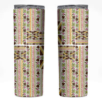 Hawaii Lokelani Pikake Lei Skinny Tumbler Hawaiian Flag Motif LT9 White - Polynesian Pride