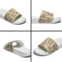 Hawaii Lokelani Pikake Lei Slide Sandals Hawaiian Flag Motif