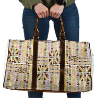 Hawaii Lokelani Pikake Lei Travel Bag Hawaiian Flag Motif LT9 White - Polynesian Pride