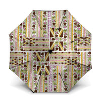 Hawaii Lokelani Pikake Lei Umbrella Hawaiian Flag Motif LT9 One Size Folded 11.42 inch Opened Diameter 37.4 inch White - Polynesian Pride