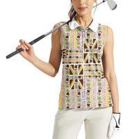 Hawaii Lokelani Pikake Lei Women Sleeveless Polo Shirt Hawaiian Flag Motif LT9 - Polynesian Pride
