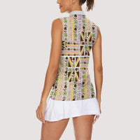 Hawaii Lokelani Pikake Lei Women Sleeveless Polo Shirt Hawaiian Flag Motif LT9 - Polynesian Pride