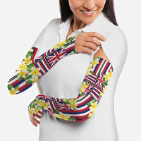 Hawaii Plumeria Lei Arm Sleeves Hawaiian Flag Motif
