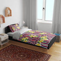 Hawaii Plumeria Lei Bedding Set Hawaiian Flag Motif