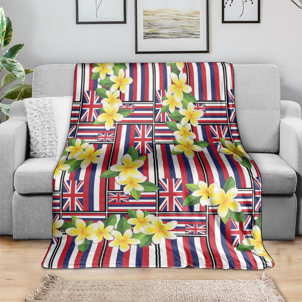 Hawaii Plumeria Lei Blanket Hawaiian Flag Motif