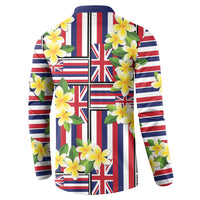 Hawaii Plumeria Lei Button Sweatshirt Hawaiian Flag Motif