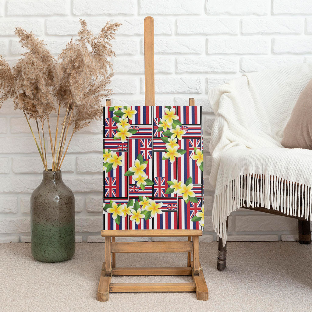 Hawaii Plumeria Lei Canvas Wall Art Hawaiian Flag Motif