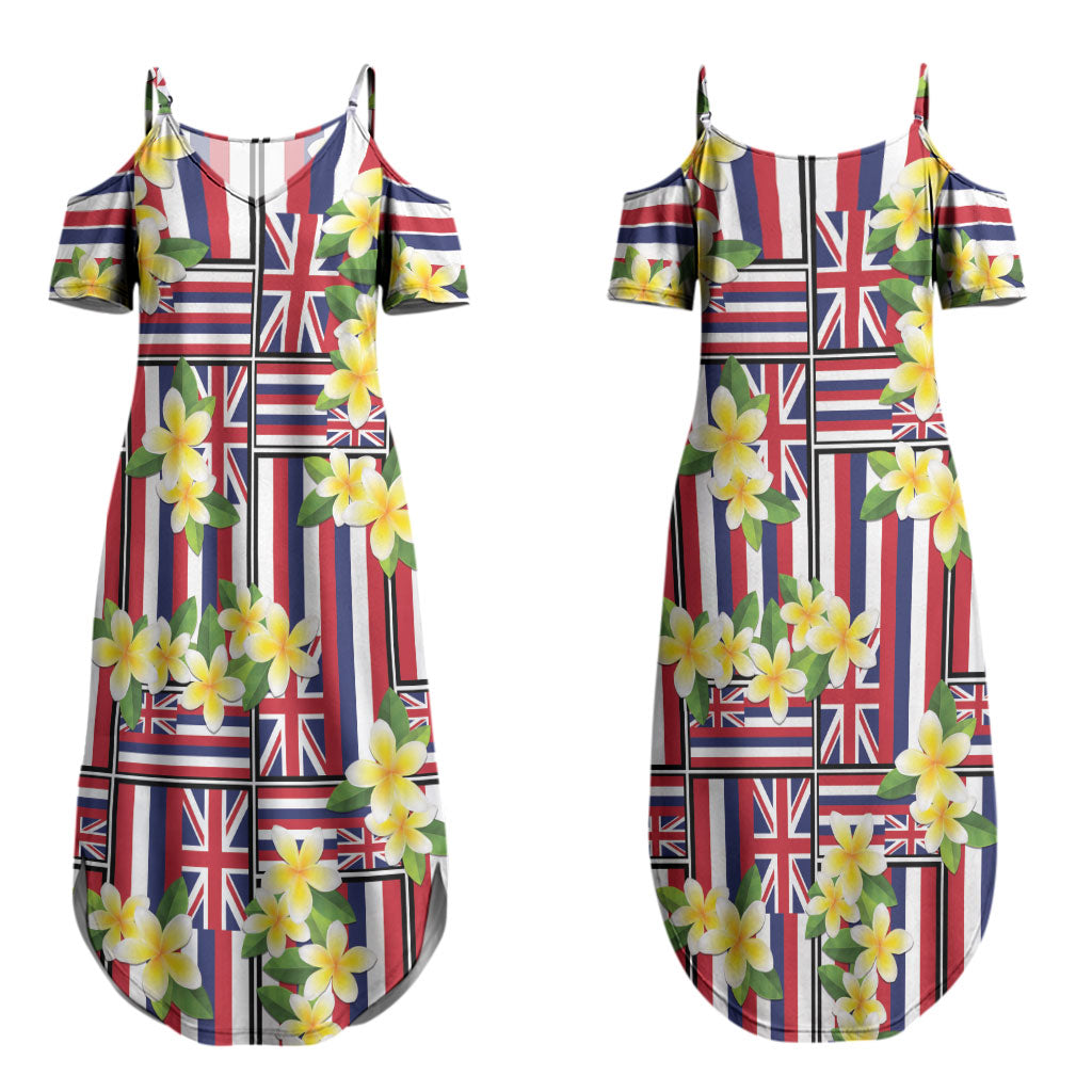 Hawaii Plumeria Lei Couples Matching Summer Maxi Dress and Hawaiian Shirt Hawaiian Flag Motif LT9 - Polynesian Pride