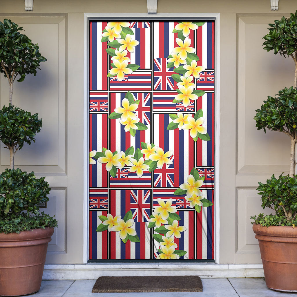 Hawaii Plumeria Lei Door Cover Hawaiian Flag Motif