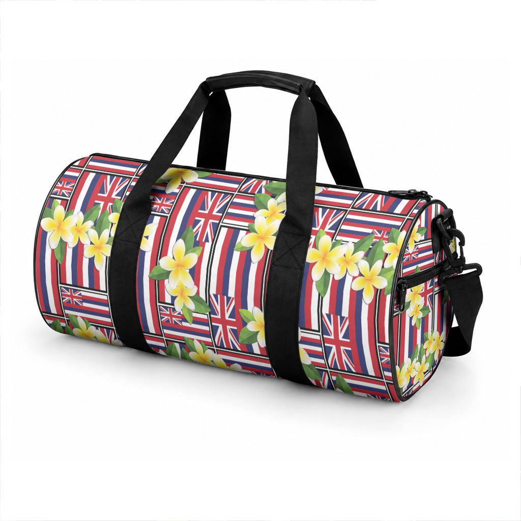 Hawaii Plumeria Lei Duffle Bag Hawaiian Flag Motif LT9 - Polynesian Pride