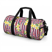 Hawaii Plumeria Lei Duffle Bag Hawaiian Flag Motif LT9 - Polynesian Pride