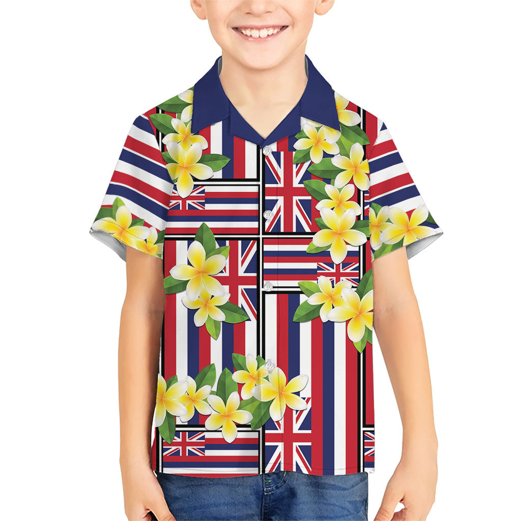 Hawaii Plumeria Lei Family Matching Mermaid Dress and Hawaiian Shirt Hawaiian Flag Motif LT9 Son's Shirt Red - Polynesian Pride