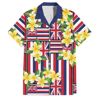 Hawaii Plumeria Lei Family Matching Off Shoulder Maxi Dress and Hawaiian Shirt Hawaiian Flag Motif LT9 Dad's Shirt - Short Sleeve Red - Polynesian Pride