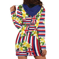 Hawaii Plumeria Lei Hoodie Dress Hawaiian Flag Motif LT9 - Polynesian Pride
