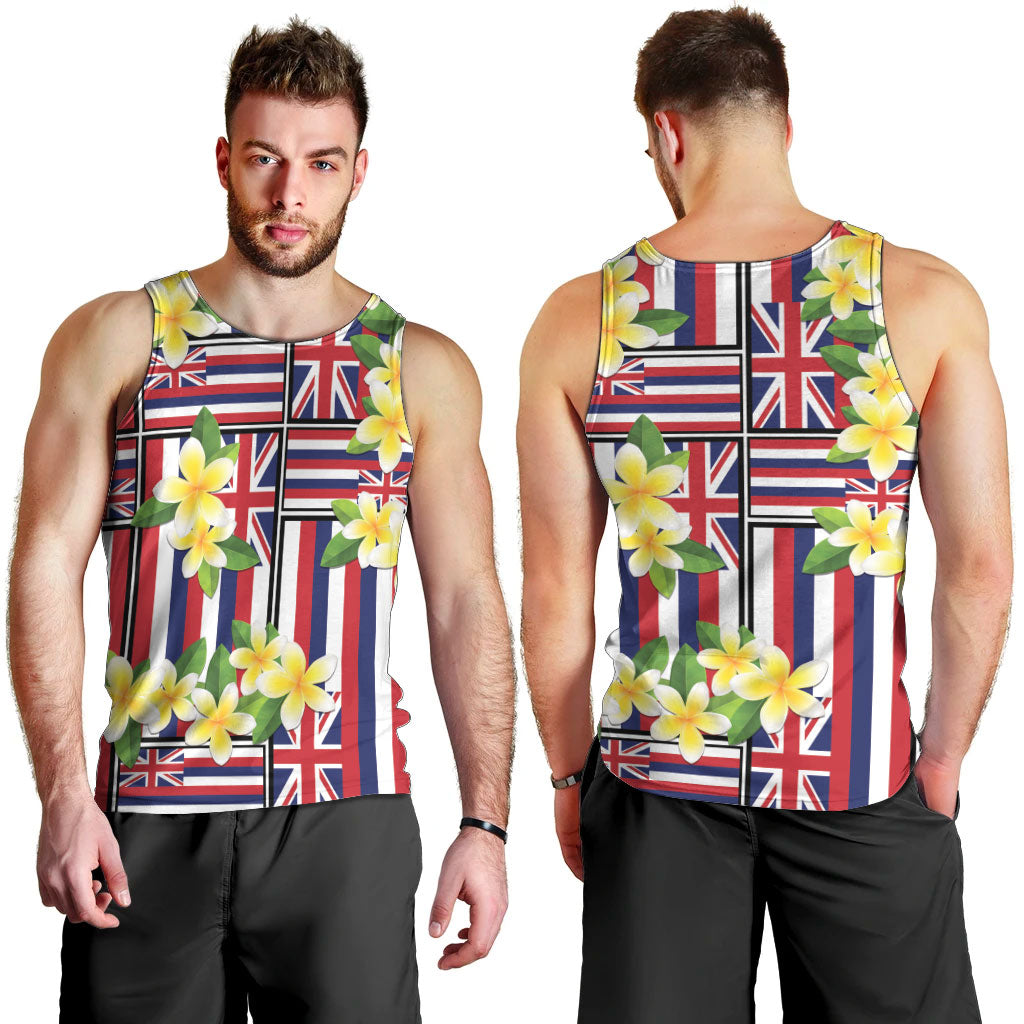 Hawaii Plumeria Lei Men Tank Top Hawaiian Flag Motif