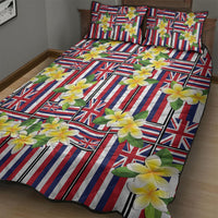 Hawaii Plumeria Lei Quilt Bed Set Hawaiian Flag Motif