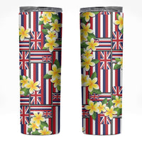 Hawaii Plumeria Lei Skinny Tumbler Hawaiian Flag Motif LT9 Red - Polynesian Pride