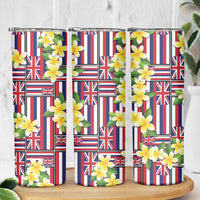 Hawaii Plumeria Lei Skinny Tumbler Hawaiian Flag Motif LT9 - Polynesian Pride