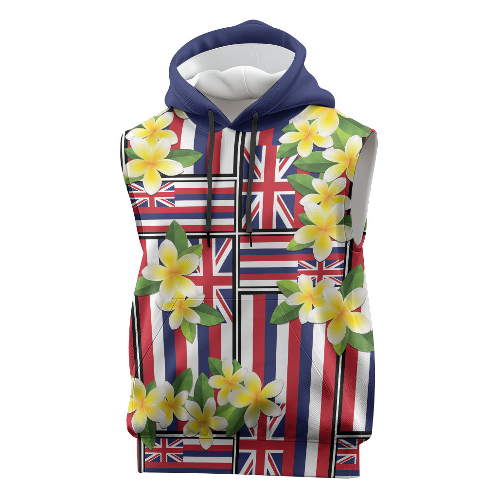 Hawaii Plumeria Lei Sleeveless Hoodie Hawaiian Flag Motif