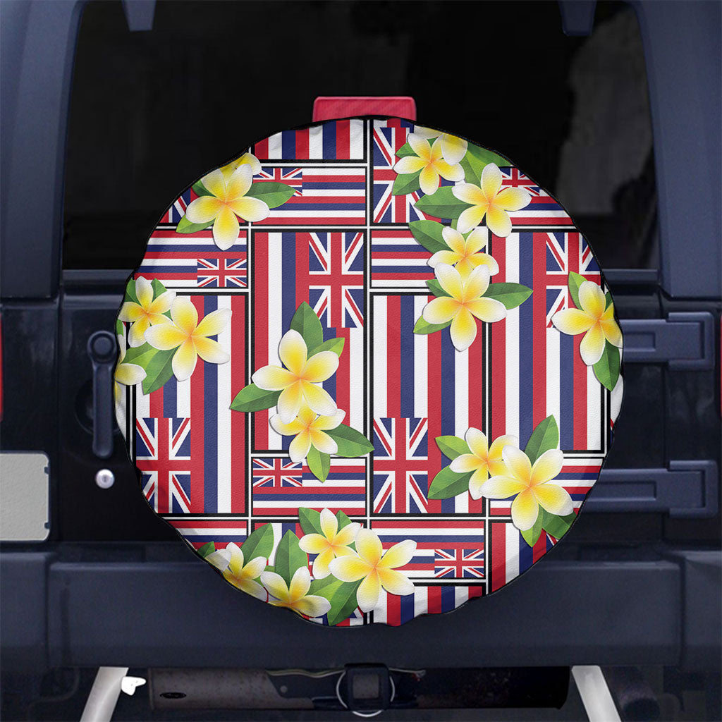 Hawaii Plumeria Lei Spare Tire Cover Hawaiian Flag Motif LT9 No hole Red - Polynesian Pride