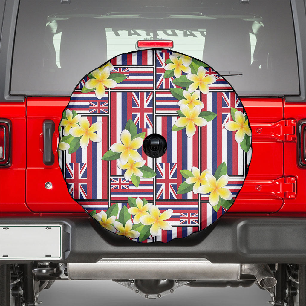 Hawaii Plumeria Lei Spare Tire Cover Hawaiian Flag Motif LT9 - Polynesian Pride