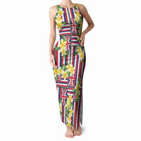 Hawaii Plumeria Lei Tank Maxi Dress Hawaiian Flag Motif LT9 Women Red - Polynesian Pride