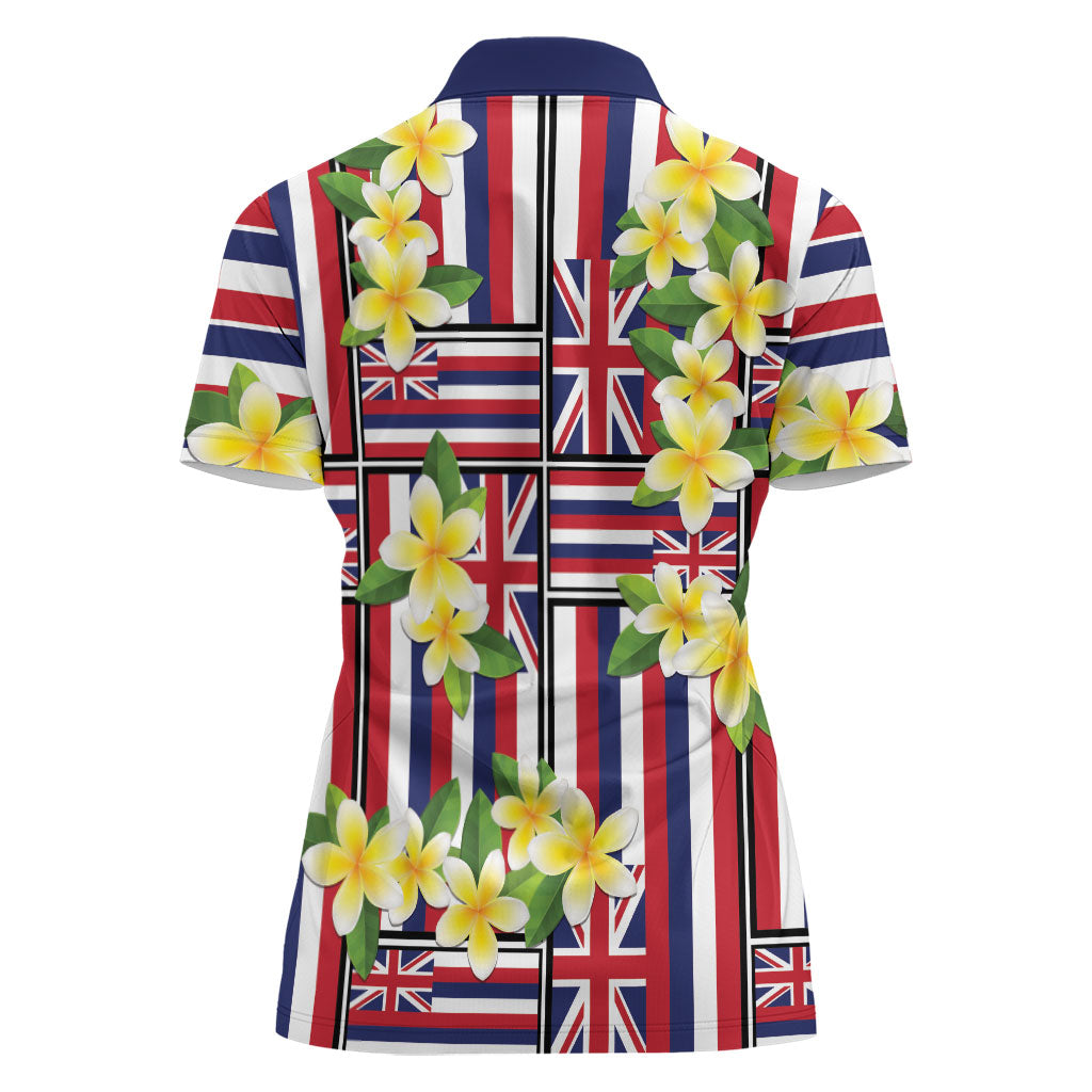 Hawaii Plumeria Lei Women Polo Shirt Hawaiian Flag Motif LT9 - Polynesian Pride