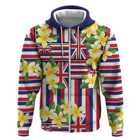 Hawaii Plumeria Lei Zip Hoodie Hawaiian Flag Motif