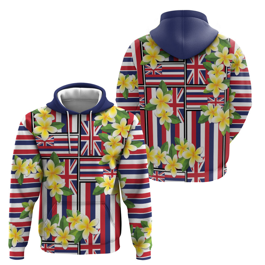 Hawaii Plumeria Lei Zip Hoodie Hawaiian Flag Motif