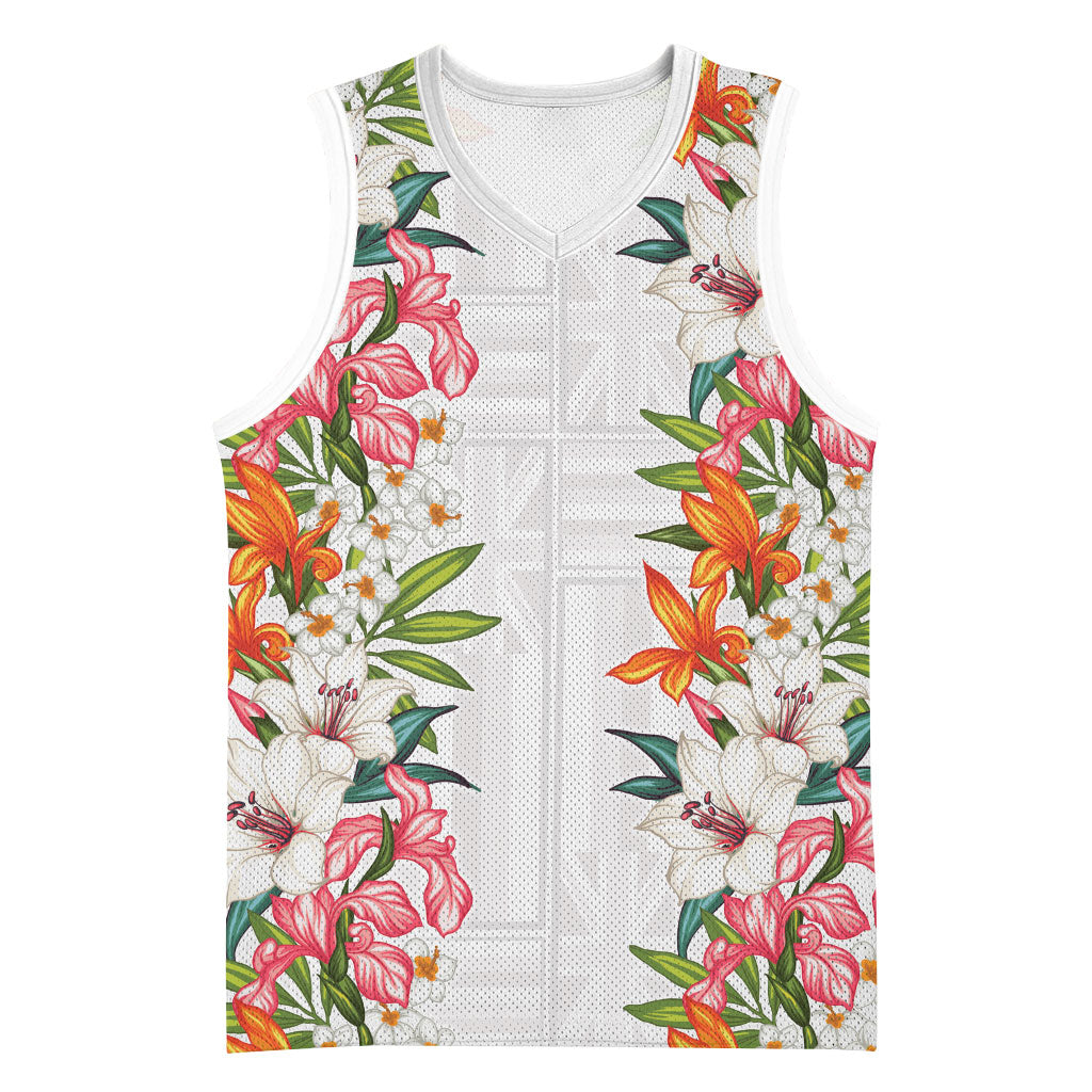 Hawaii Tropical Twist Lei Basketball Jersey Hawaiian Flag Motif