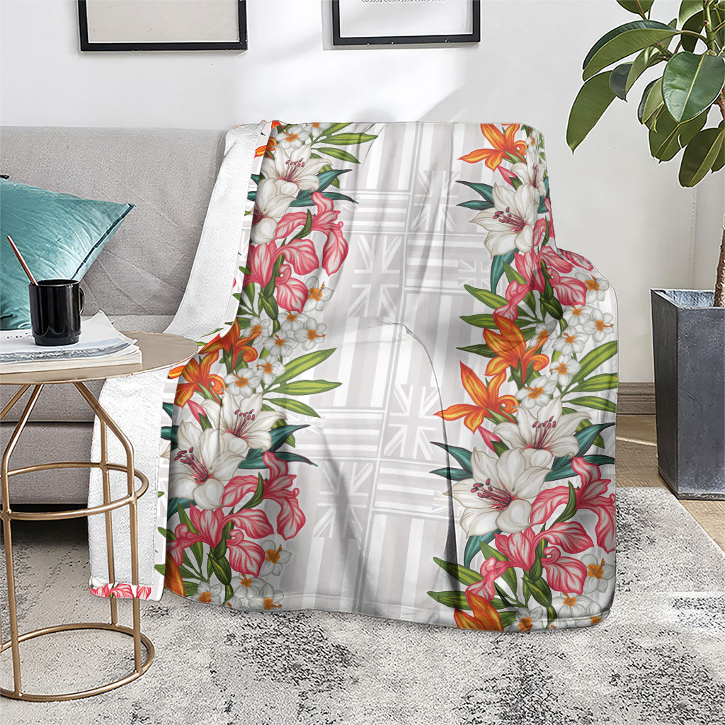 Hawaii Tropical Twist Lei Blanket Hawaiian Flag Motif
