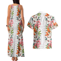 Hawaii Tropical Twist Lei Couples Matching Tank Maxi Dress and Hawaiian Shirt Hawaiian Flag Motif LT9 - Polynesian Pride