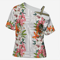 Hawaii Tropical Twist Lei Cross Shoulder Shirt Hawaiian Flag Motif