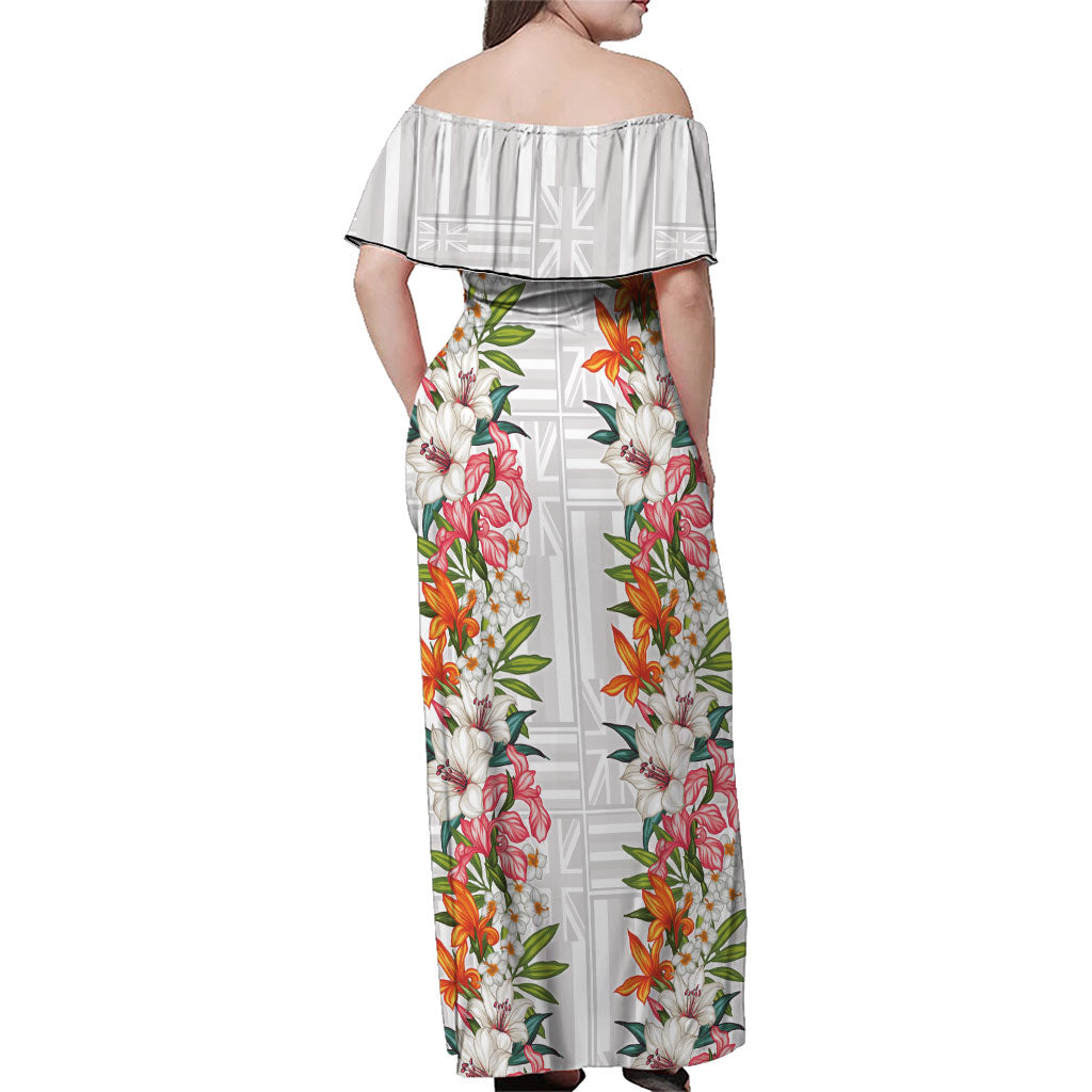 Hawaii Tropical Twist Lei Family Matching Off Shoulder Maxi Dress and Hawaiian Shirt Hawaiian Flag Motif LT9 - Polynesian Pride