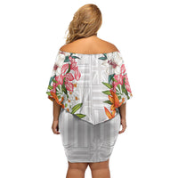Hawaii Tropical Twist Lei Family Matching Off Shoulder Short Dress and Hawaiian Shirt Hawaiian Flag Motif LT9 - Polynesian Pride