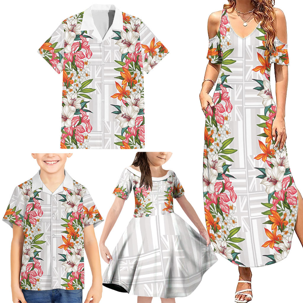 Hawaii Tropical Twist Lei Family Matching Summer Maxi Dress and Hawaiian Shirt Hawaiian Flag Motif LT9 - Polynesian Pride