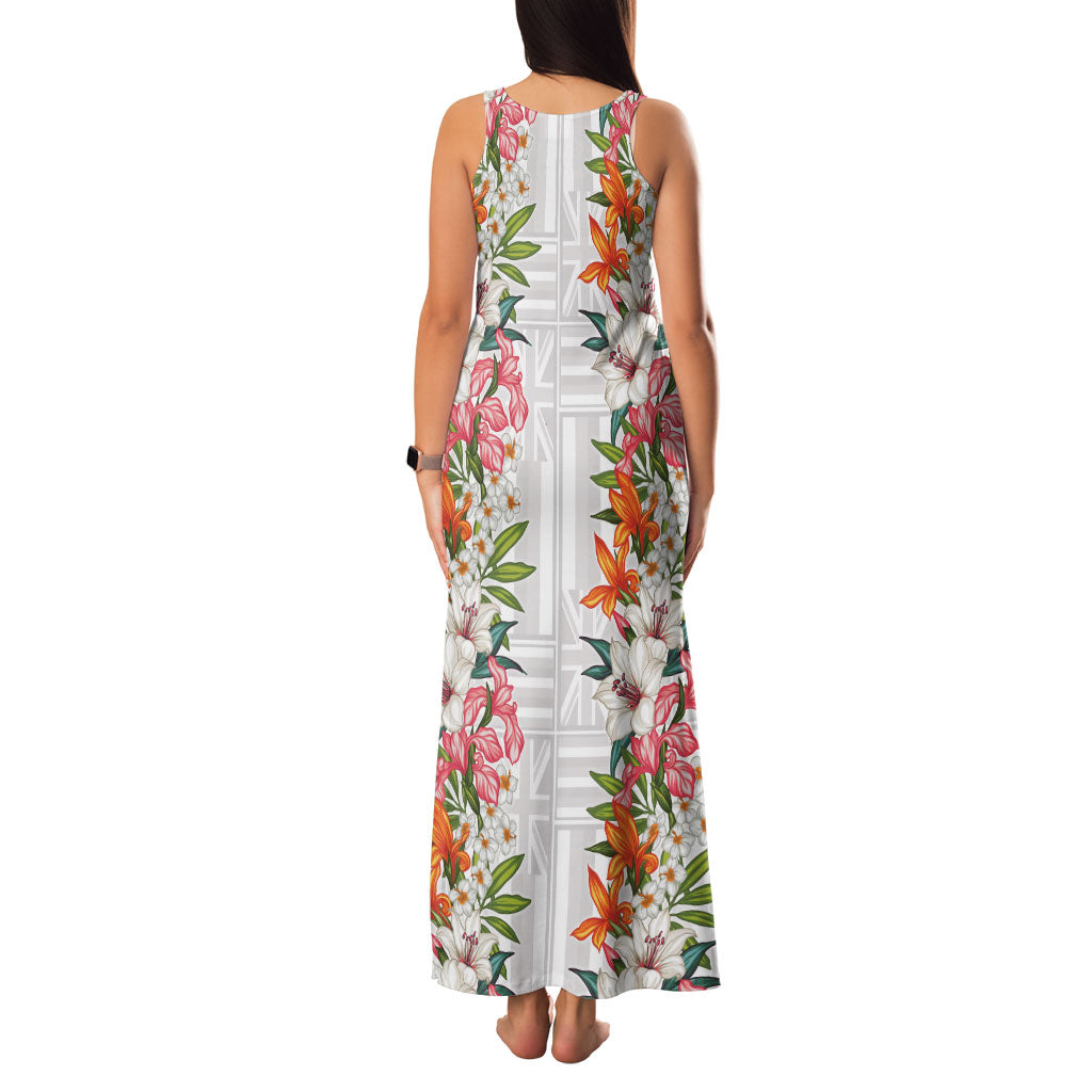 Hawaii Tropical Twist Lei Family Matching Tank Maxi Dress and Hawaiian Shirt Hawaiian Flag Motif LT9 - Polynesian Pride