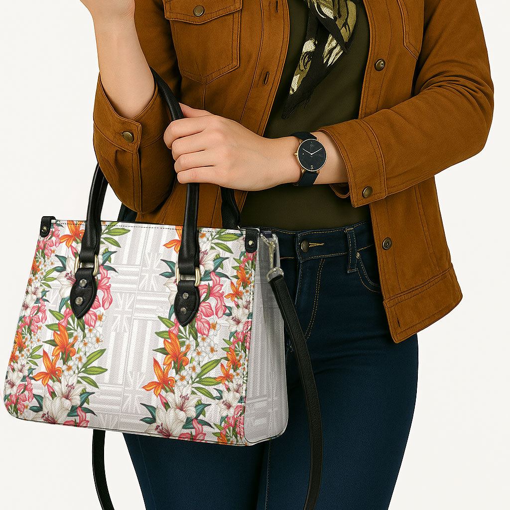 Hawaii Tropical Twist Lei Leather Bag Hawaiian Flag Motif