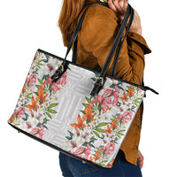 Hawaii Tropical Twist Lei Leather Tote Bag Hawaiian Flag Motif
