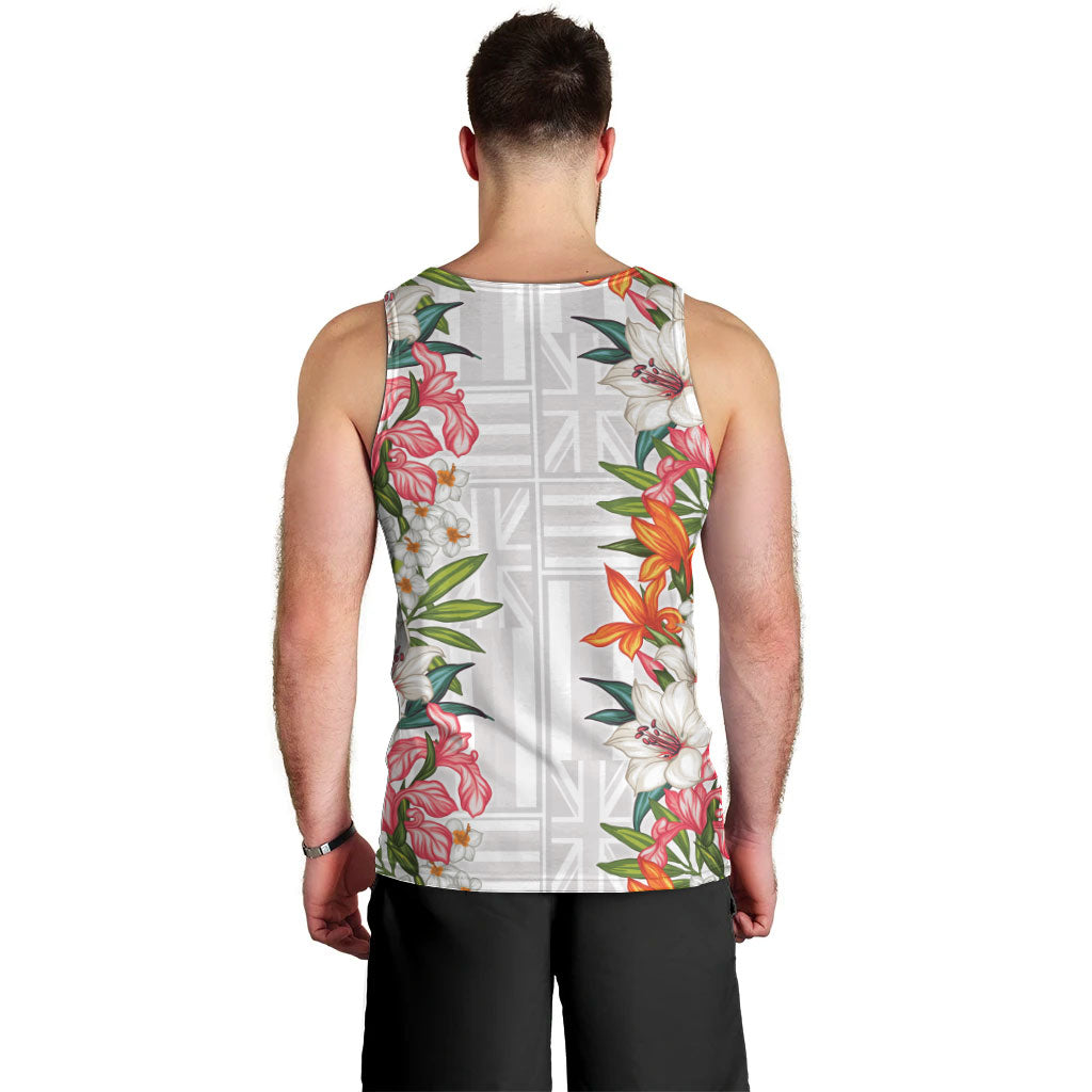 Hawaii Tropical Twist Lei Men Tank Top Hawaiian Flag Motif