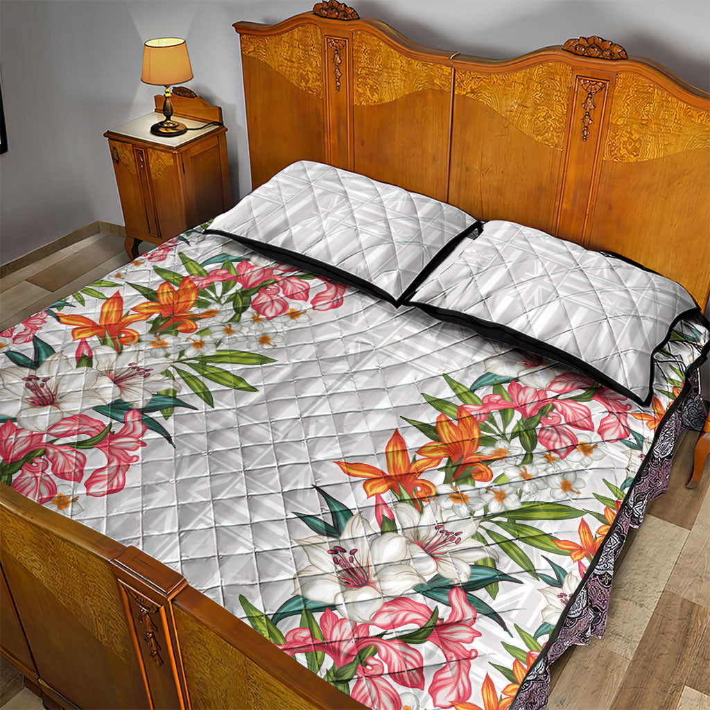 Hawaii Tropical Twist Lei Quilt Bed Set Hawaiian Flag Motif